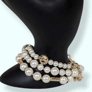 Anne Klein Set of 3 Faux Pearl Beaded Bracelets